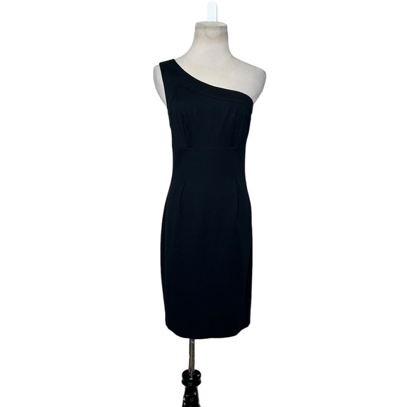 Trina Turk black one shoulder sheath mini cocktail dress size 0 - Picture 8 of 16